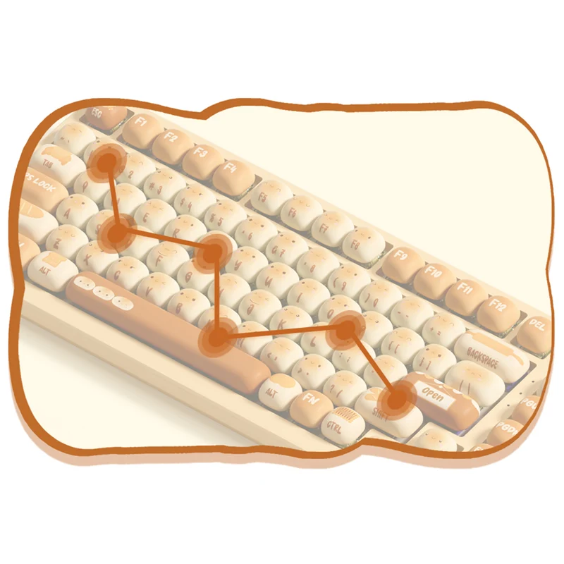 Akko x MonsGeek MG75W Bun Wonderland Dual-Mode Hot-Swappable Mechanical Keyboard (Akko V3 Piano Pro Switch, Akko Creamy Cyan Switch)