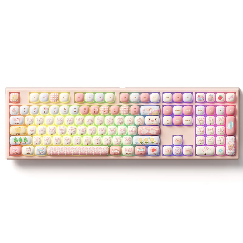 Akko x MonsGeek MG108B Piggy Party Multi-Mode RGB Hot-Swappable Mechanical Keyboard (Akko V3 Piano Pro Switch, Akko Creamy Cyan Switch)