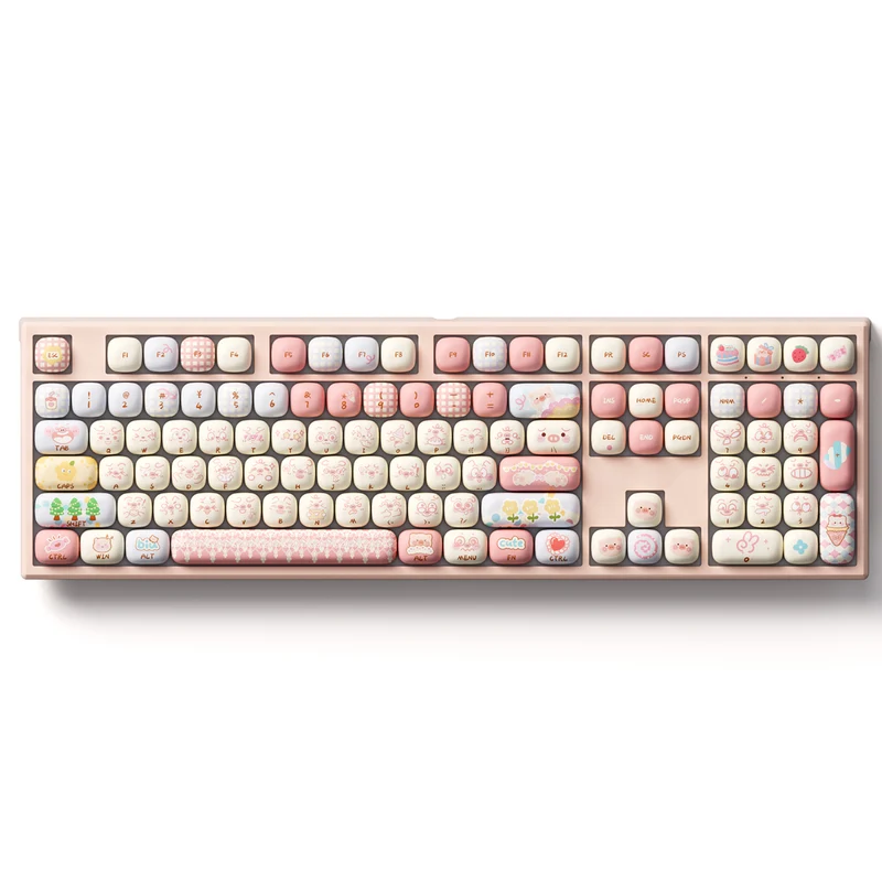 Akko x MonsGeek MG108B Piggy Party Multi-Mode RGB Hot-Swappable Mechanical Keyboard (Akko V3 Piano Pro Switch, Akko Creamy Cyan Switch)