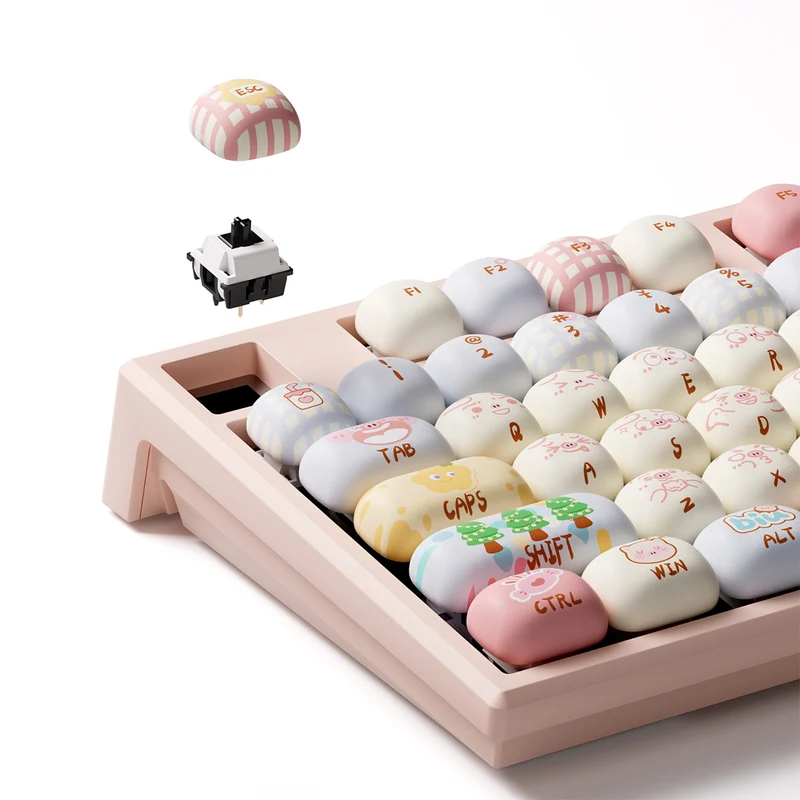 Akko x MonsGeek MG108B Piggy Party Multi-Mode RGB Hot-Swappable Mechanical Keyboard (Akko V3 Piano Pro Switch, Akko Creamy Cyan Switch)