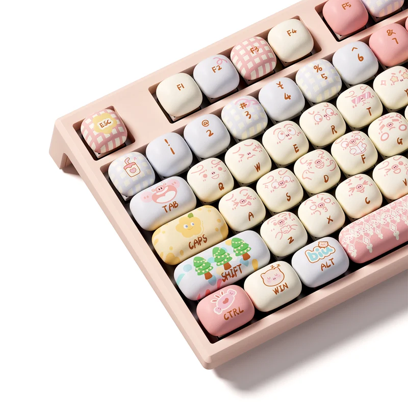 Akko x MonsGeek MG108B Piggy Party Multi-Mode RGB Hot-Swappable Mechanical Keyboard (Akko V3 Piano Pro Switch, Akko Creamy Cyan Switch)
