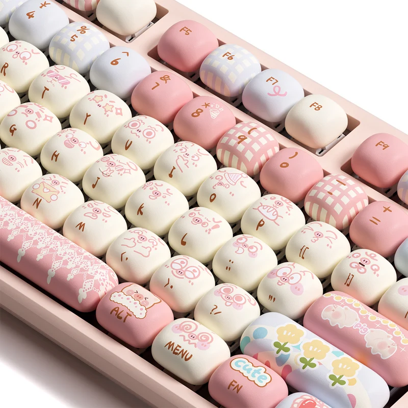 Akko x MonsGeek MG108B Piggy Party Multi-Mode RGB Hot-Swappable Mechanical Keyboard (Akko V3 Piano Pro Switch, Akko Creamy Cyan Switch)