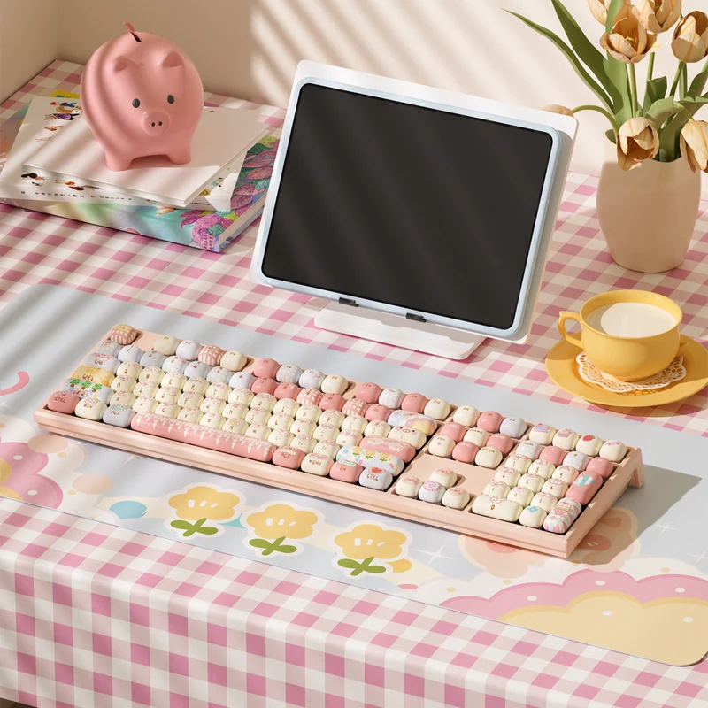 Akko x MonsGeek MG108B Piggy Party Multi-Mode RGB Hot-Swappable Mechanical Keyboard (Akko V3 Piano Pro Switch, Akko Creamy Cyan Switch)