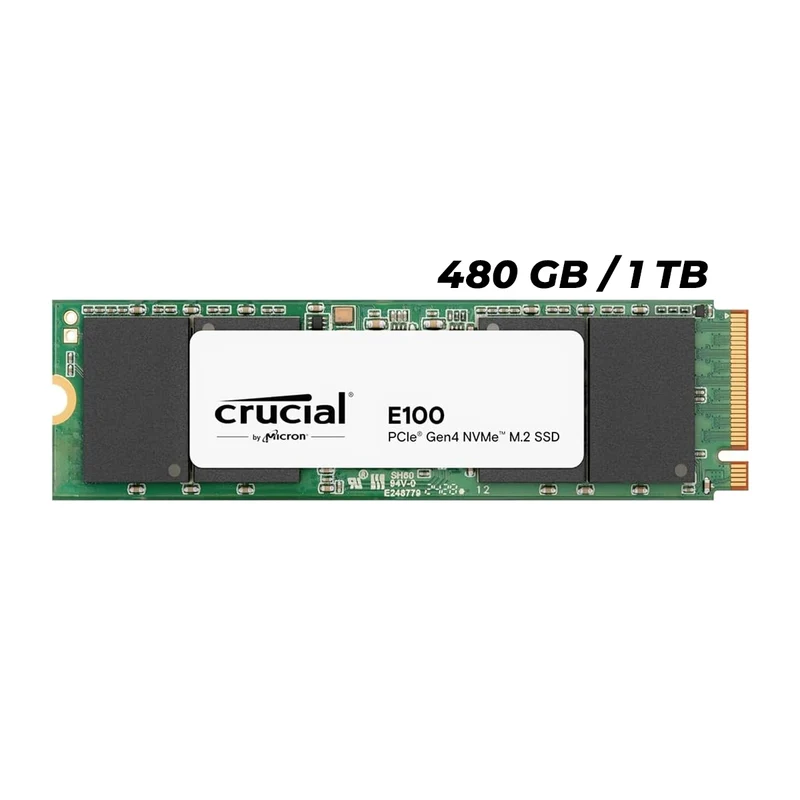 Crucial E100 PCIe Gen4 NVMe 2280 M.2 Internal SSD (480GB, 1TB), (CT480E100SSD8, CT1000E100SSD8)