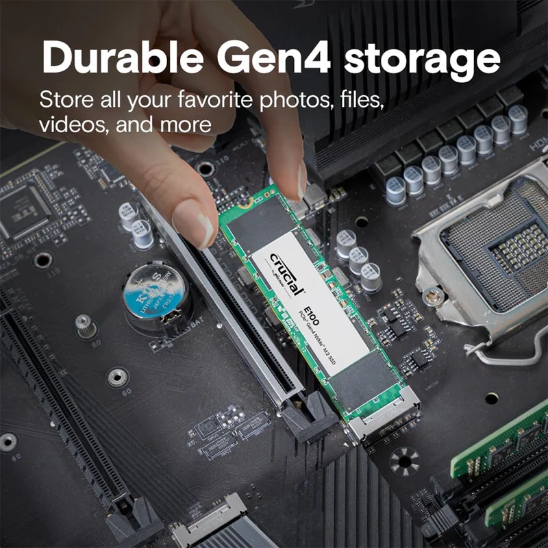 Crucial E100 PCIe Gen4 NVMe 2280 M.2 Internal SSD (480GB, 1TB), (CT480E100SSD8, CT1000E100SSD8)