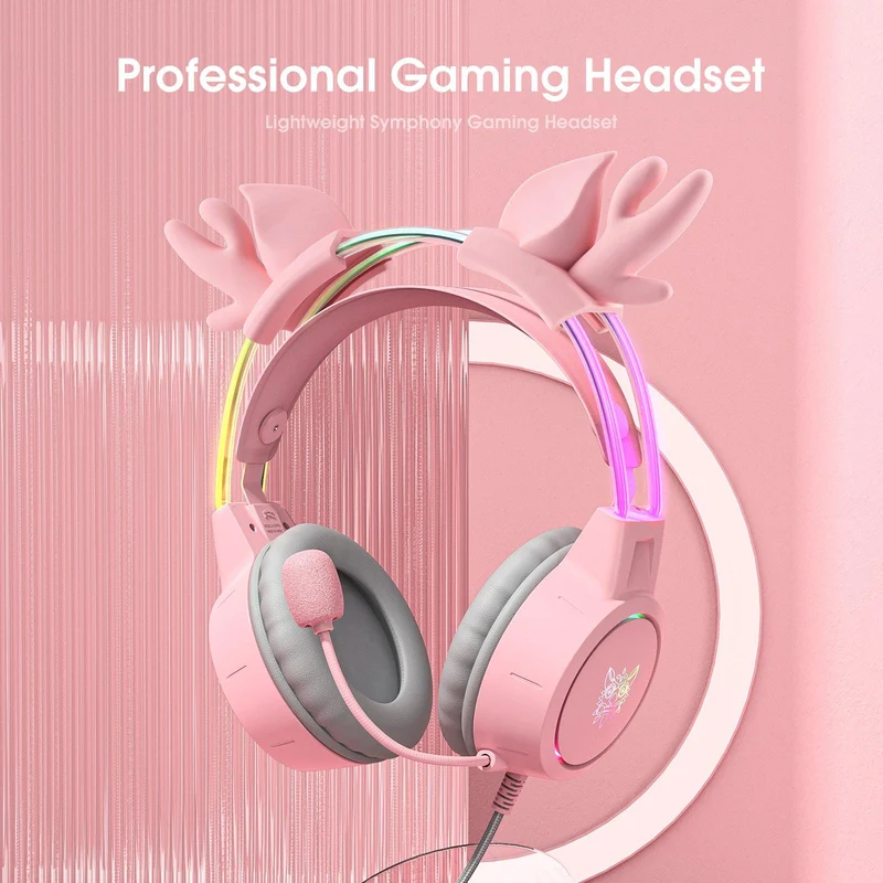 Onikuma X15 Pro Gaming Headset with Noise Cancellation Microphone (Pink Antler, Black Cat, Pink Cat)