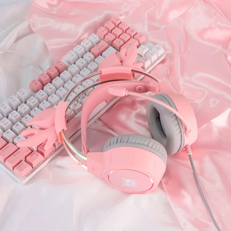 Onikuma X15 Pro Gaming Headset with Noise Cancellation Microphone (Pink Antler, Black Cat, Pink Cat)