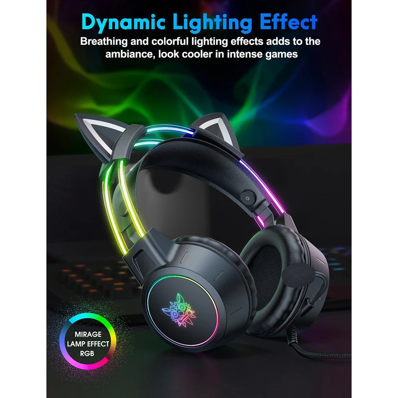 Onikuma X15 Pro Gaming Headset with Noise Cancellation Microphone (Pink Antler, Black Cat, Pink Cat)