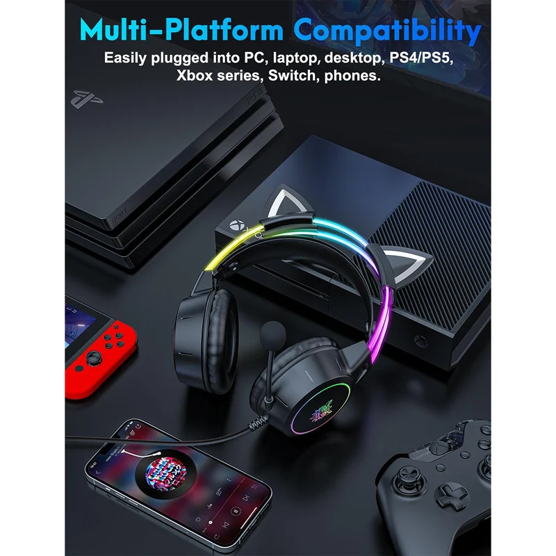 Onikuma X15 Pro Gaming Headset with Noise Cancellation Microphone (Pink Antler, Black Cat, Pink Cat)