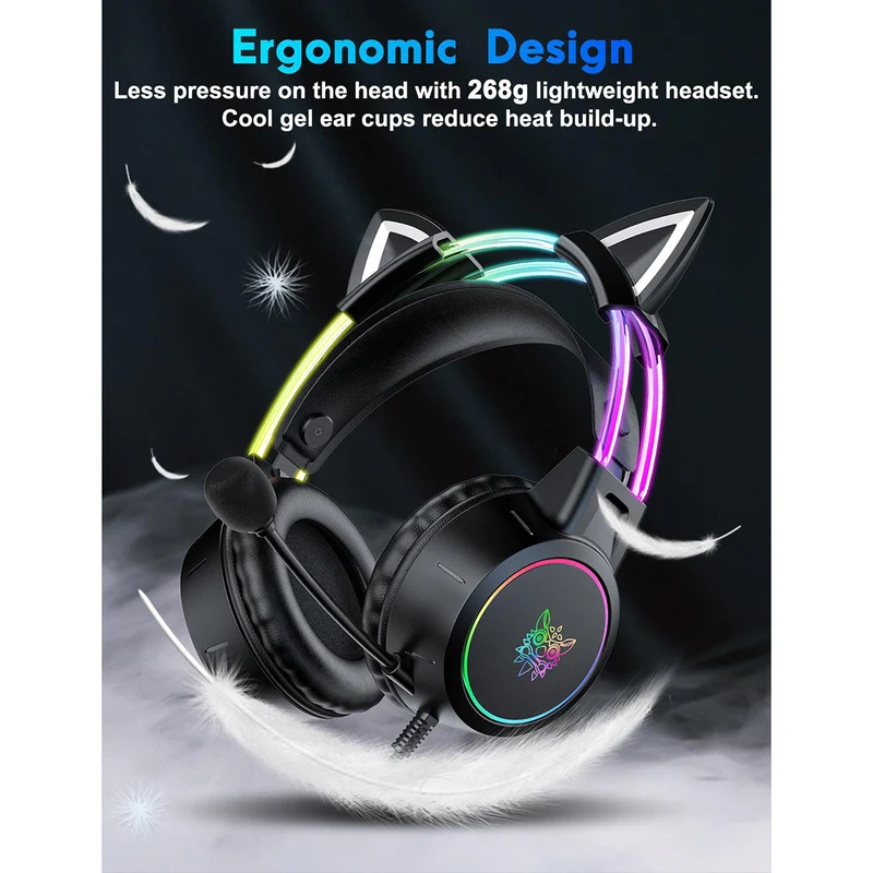 Onikuma X15 Pro Gaming Headset with Noise Cancellation Microphone (Pink Antler, Black Cat, Pink Cat)