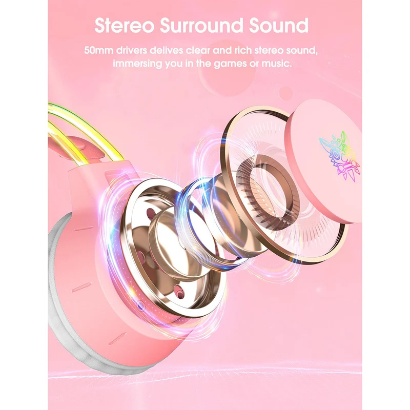 Onikuma X15 Pro Gaming Headset with Noise Cancellation Microphone (Pink Antler, Black Cat, Pink Cat)