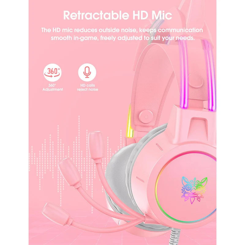 Onikuma X15 Pro Gaming Headset with Noise Cancellation Microphone (Pink Antler, Black Cat, Pink Cat)