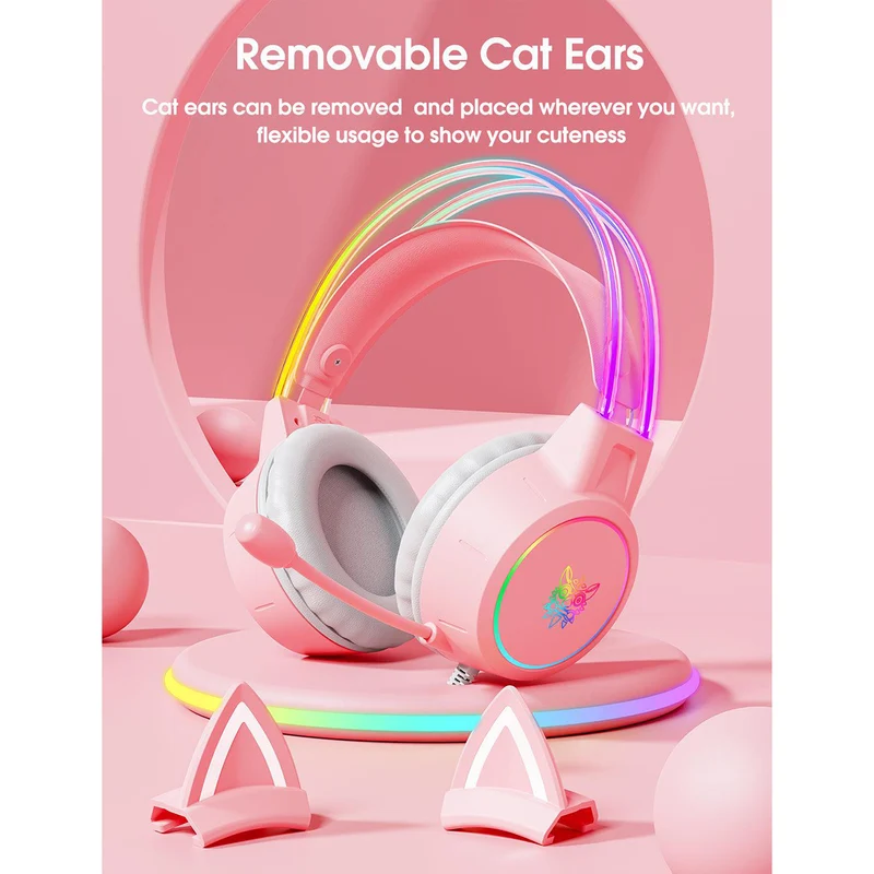 Onikuma X15 Pro Gaming Headset with Noise Cancellation Microphone (Pink Antler, Black Cat, Pink Cat)