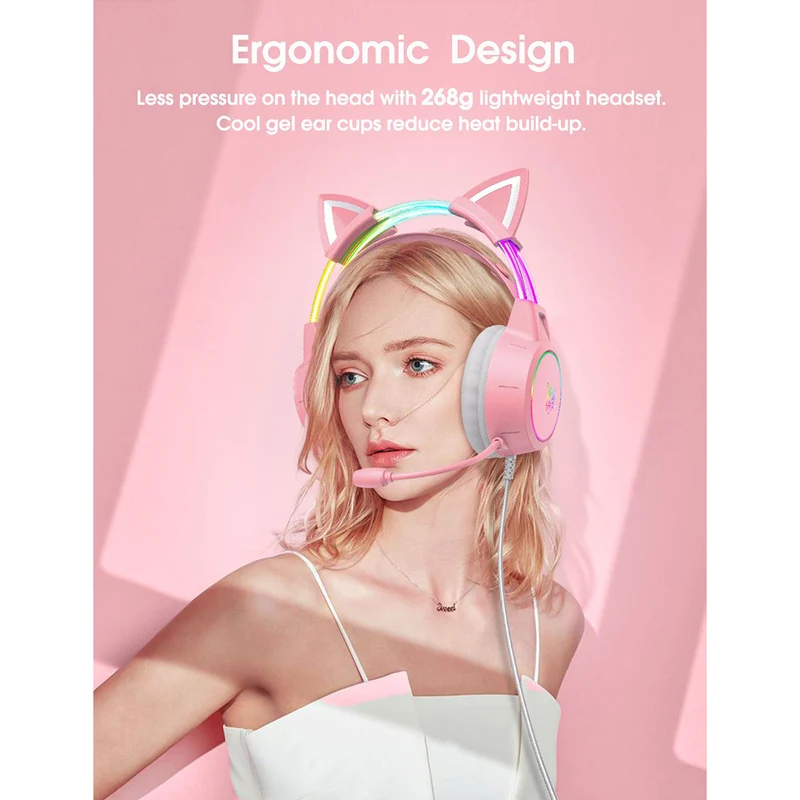 Onikuma X15 Pro Gaming Headset with Noise Cancellation Microphone (Pink Antler, Black Cat, Pink Cat)