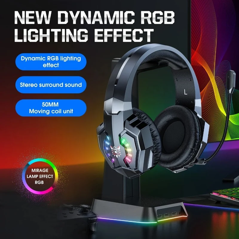 Onikuma B15 RGB Tri-Mode Gaming Headset with Microphone (Black)