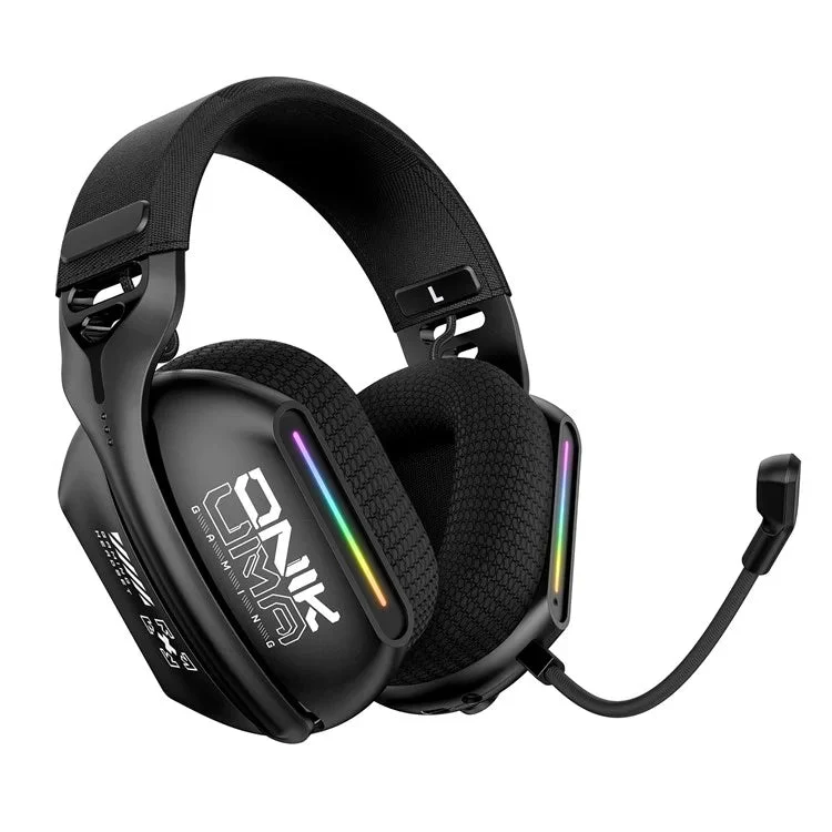 Onikuma GT808 RGB Tri-Mode Gaming Headset with Microphone (Black, White, Rose Red)