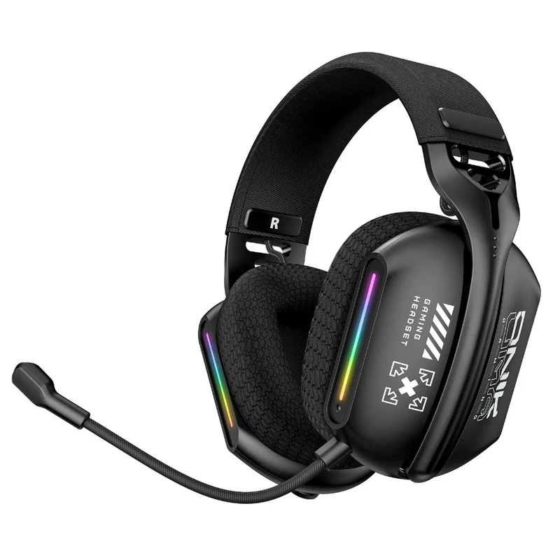 Onikuma GT808 RGB Tri-Mode Gaming Headset with Microphone (Black, White, Rose Red)
