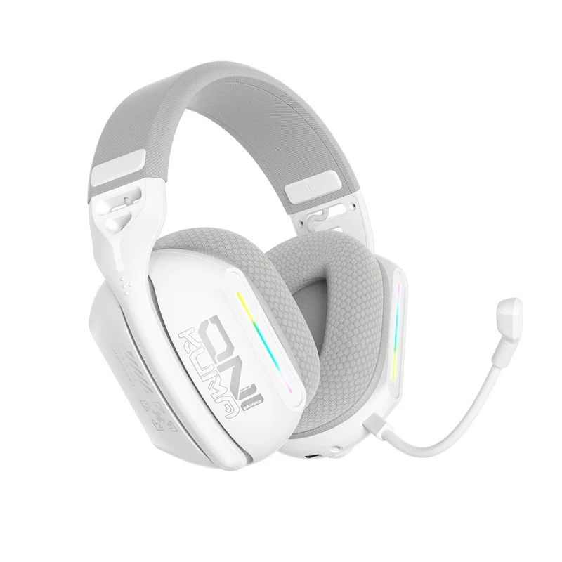 Onikuma GT808 RGB Tri-Mode Gaming Headset with Microphone (Black, White, Rose Red)