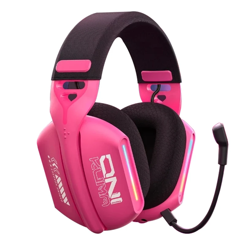 Onikuma GT808 RGB Tri-Mode Gaming Headset with Microphone (Black, White, Rose Red)