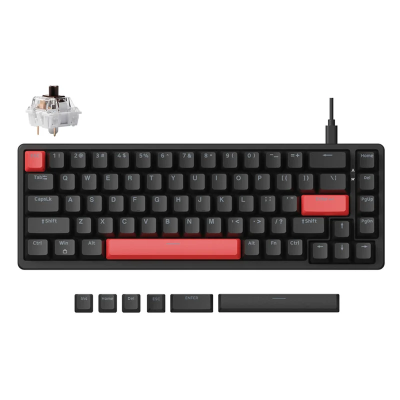 Keychron Lemokey X6 QMK Red Backlight 65% Wired Mechanical Gaming Keyboard (Brown Switch) (X6-A3)