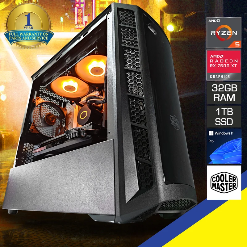 Aurora Masterbox MB320L Black Desktop Gaming PC | AMD Ryzen 5 7600X | 32 GB RAM | 1 TB SSD | RX7600 XT | Windows 11 Pro