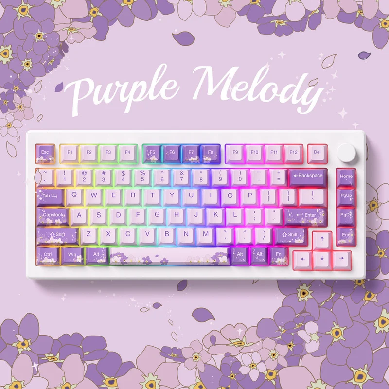 Akko MOD 007 HE PC Wired RGB Hot-Swappable Mechanical Keyboard (Purple Melody) (Akko Cream Yellow Magnetic Switch)