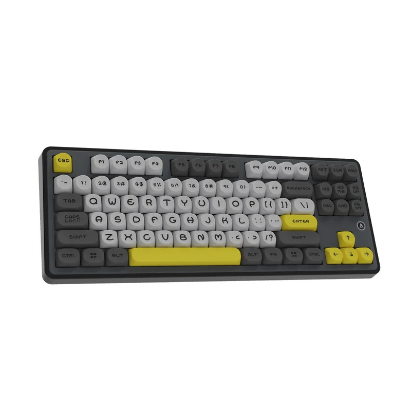 Ajazz AK870 RGB Tri-Mode 87-Keys TKL Gasket-mounted Hot Swappable Mechanical Keyboard (Black/Grey/Yellow) (Maillard Switch)