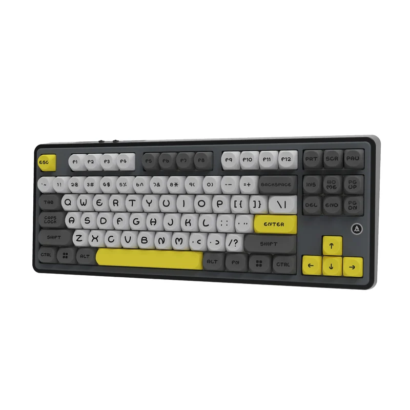 Ajazz AK870 RGB Tri-Mode 87-Keys TKL Gasket-mounted Hot Swappable Mechanical Keyboard (Black/Grey/Yellow) (Maillard Switch)