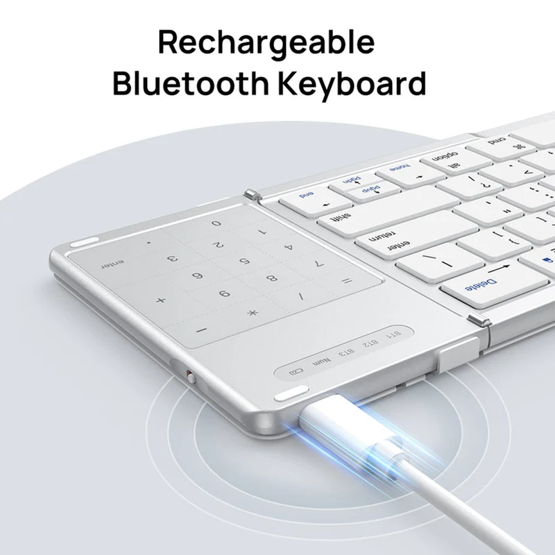SODI B077T 65 Keys Wireless Foldable Keyboard with Touchpad (Silver)