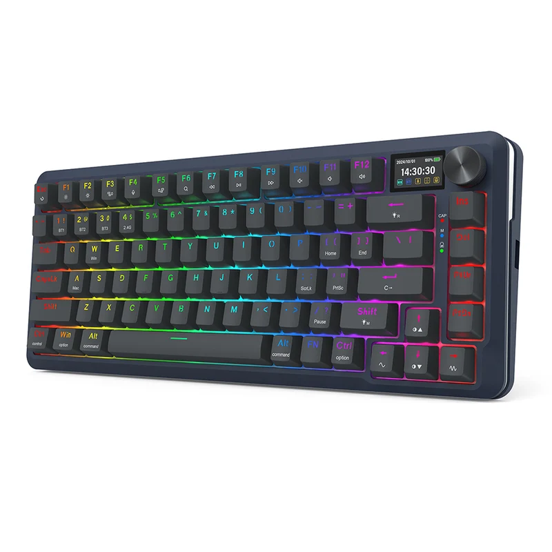 Redragon Flekact Pro Tri-Mode Gasket Mounted Mechanical Keyboard with Customizable Smart LCD Screen (K708-RGB-Pro)