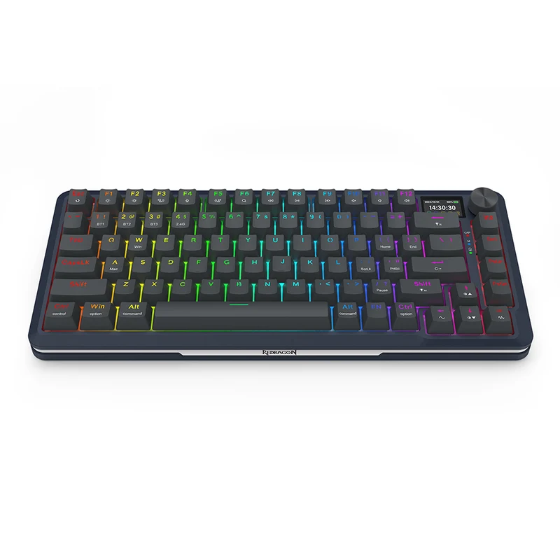 Redragon Flekact Pro Tri-Mode Gasket Mounted Mechanical Keyboard with Customizable Smart LCD Screen (K708-RGB-Pro)