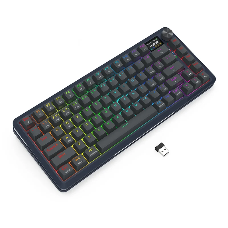 Redragon Flekact Pro Tri-Mode Gasket Mounted Mechanical Keyboard with Customizable Smart LCD Screen (K708-RGB-Pro)