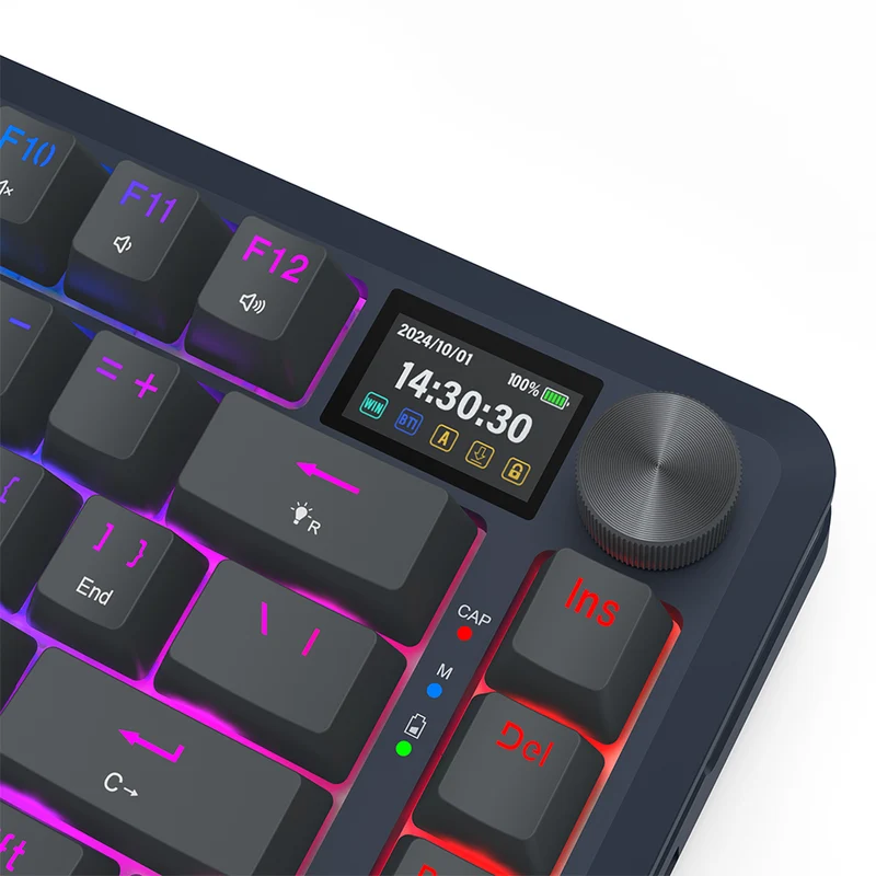 Redragon Flekact Pro Tri-Mode Gasket Mounted Mechanical Keyboard with Customizable Smart LCD Screen (K708-RGB-Pro)