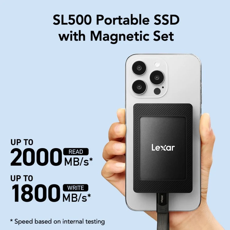 Lexar SL500 USB 3.2 Gen 2x2 Portable SSD With Magnetic Set - Up To 2000MB/s Read & 1800MB/s Write (1TB, 2TB) (LSL500M001T-RNBNG, LSL500M002T-RNBNG)