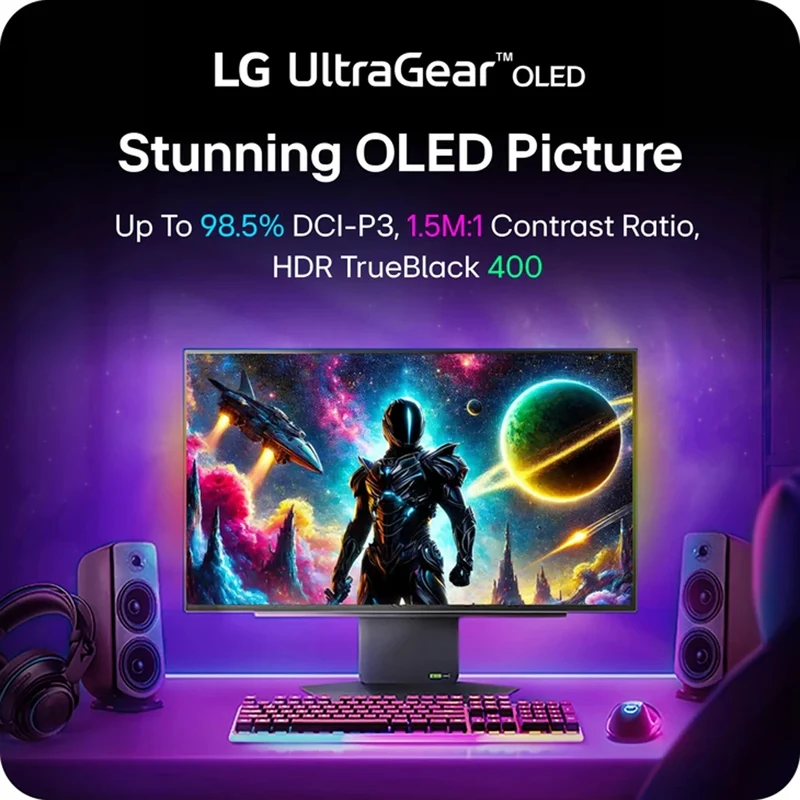 LG UltraGear OLED 27GX790A-B 27" QHD (2560x1440) 480Hz 0.03ms G-Sync Compatible DisplayPort 2.1 Gaming Monitor