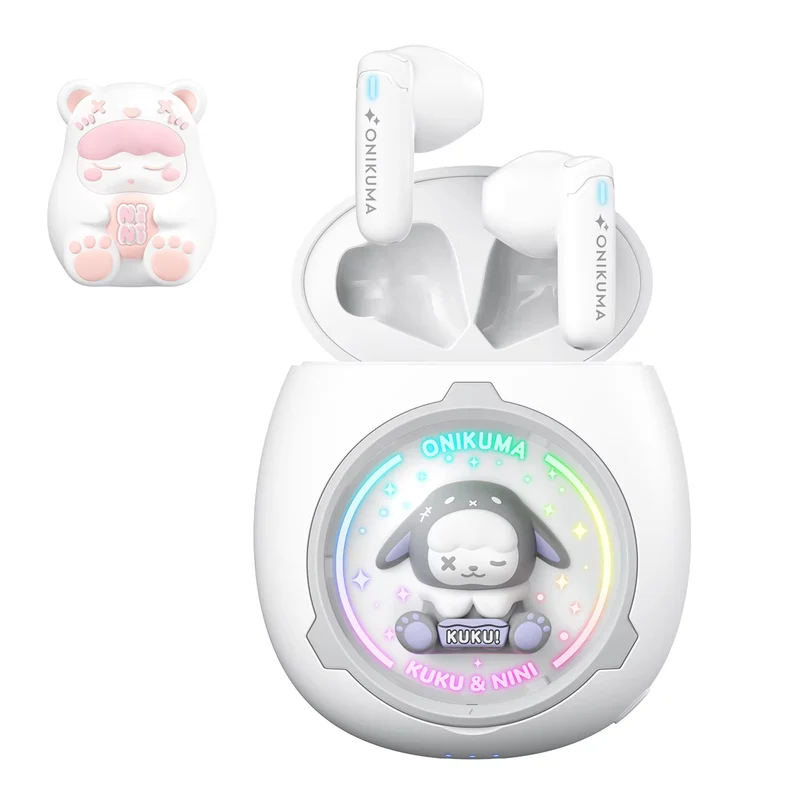 Onikuma T302 Wireless Earphones (Pink, White)