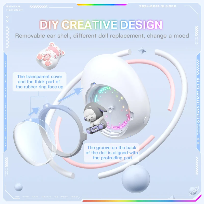 Onikuma T302 Wireless Earphones (Pink, White)