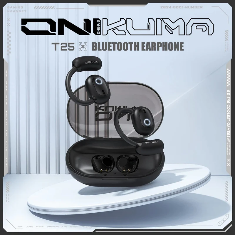 Onikuma T25 Wireless Earphones (White, Black)