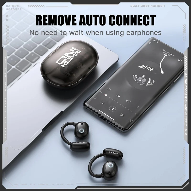 Onikuma T25 Wireless Earphones (White, Black)