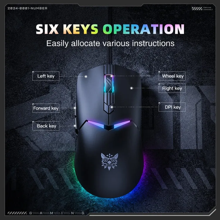 Onikuma CW929 Professional Wired Gaming Mouse (Black, White)