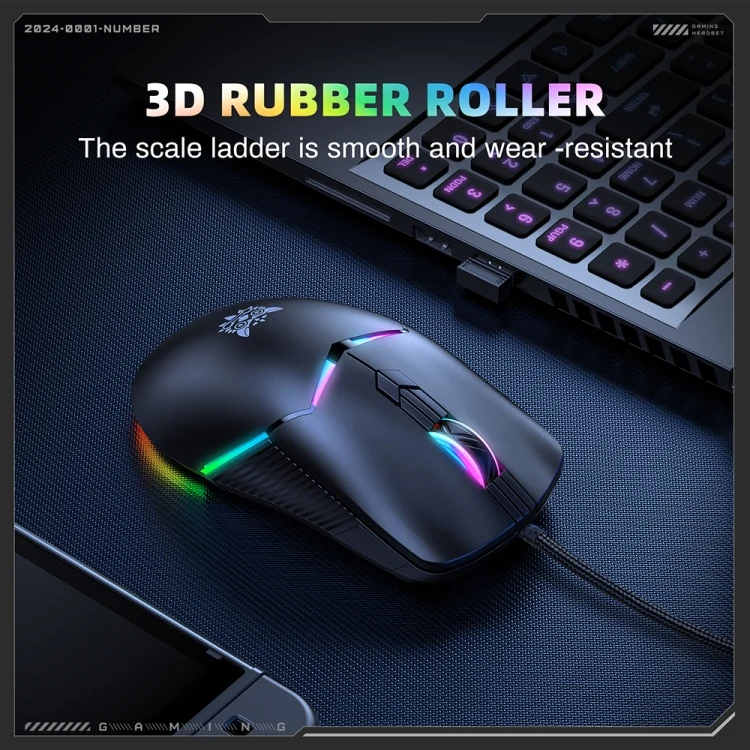 Onikuma CW929 Professional Wired Gaming Mouse (Black, White)