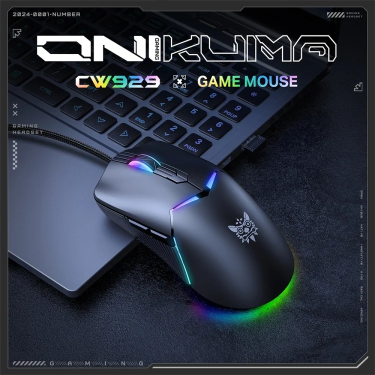 Onikuma CW929 Professional Wired Gaming Mouse (Black, White)