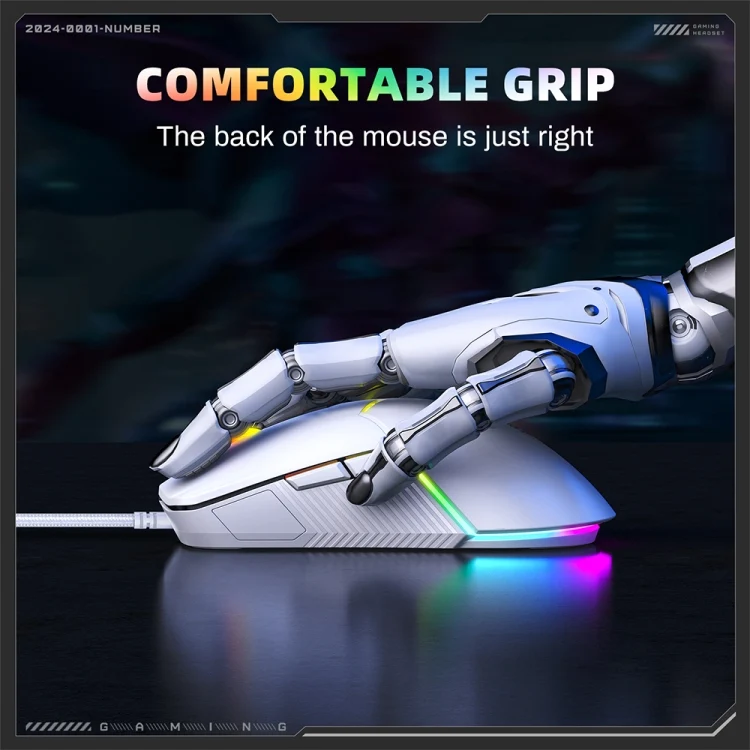 Onikuma CW929 Professional Wired Gaming Mouse (Black, White)