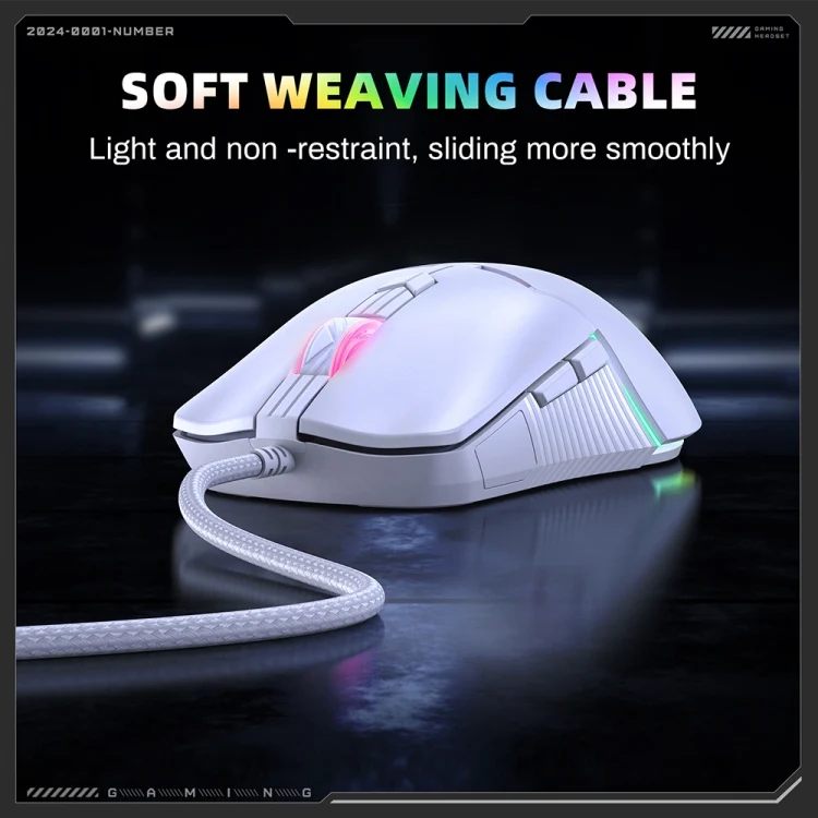 Onikuma CW929 Professional Wired Gaming Mouse (Black, White)