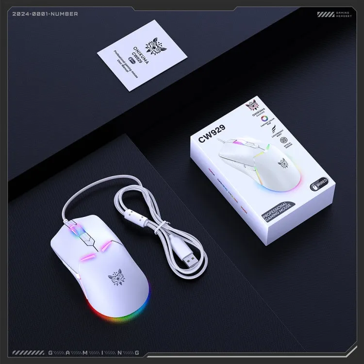Onikuma CW929 Professional Wired Gaming Mouse (Black, White)