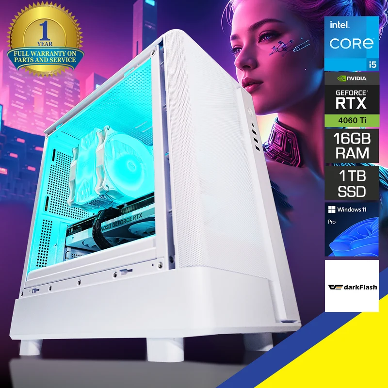 Sigma DB330M Mesh White Desktop Gaming PC | Intel i5 14400| 16 GB RAM | 1 TB SSD | RTX 4060 Ti | Windows 11 Pro