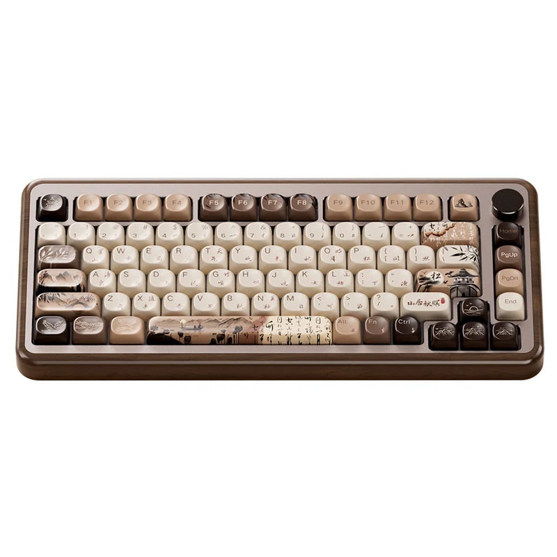 Akko MU02 Mountain Seclusion Walnut Wood Case Multi-Mode RGB Hot-Swappable Mechanical Keyboard (Akko Rosewood Switch)