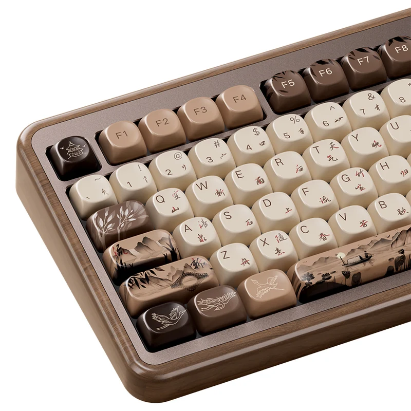 Akko MU02 Mountain Seclusion Walnut Wood Case Multi-Mode RGB Hot-Swappable Mechanical Keyboard (Akko Rosewood Switch)