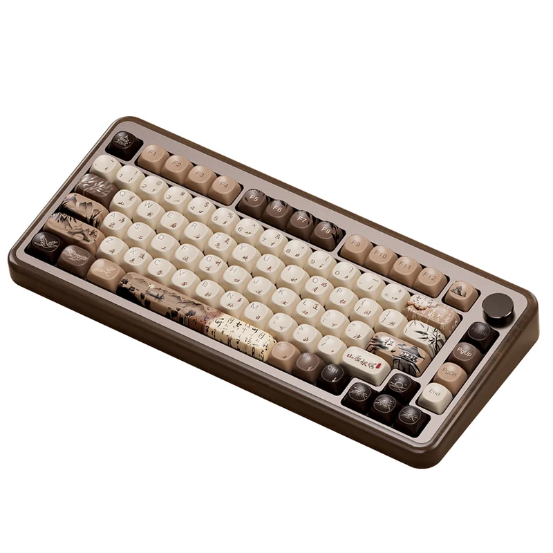 Akko MU02 Mountain Seclusion Walnut Wood Case Multi-Mode RGB Hot-Swappable Mechanical Keyboard (Akko Rosewood Switch)