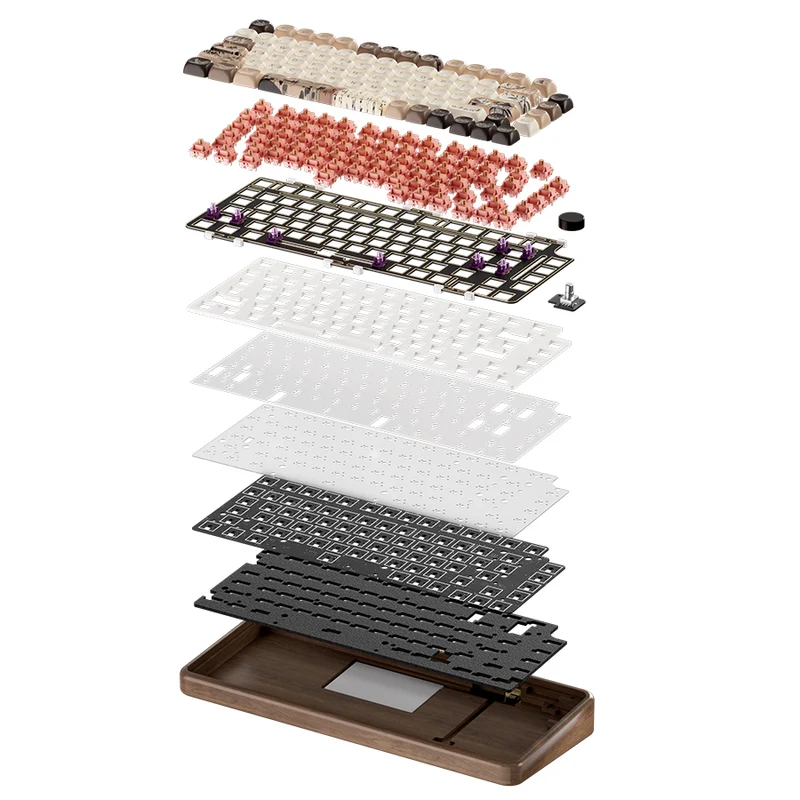 Akko MU02 Mountain Seclusion Walnut Wood Case Multi-Mode RGB Hot-Swappable Mechanical Keyboard (Akko Rosewood Switch)